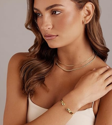 14K Gold Plated Stainless Steel Bangle - Adjustable Mantra Cuff - Image 3