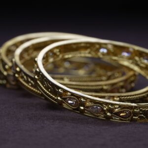 Gold Polished Chunky Twisted Waterdrop Bangle Bracelet for Women